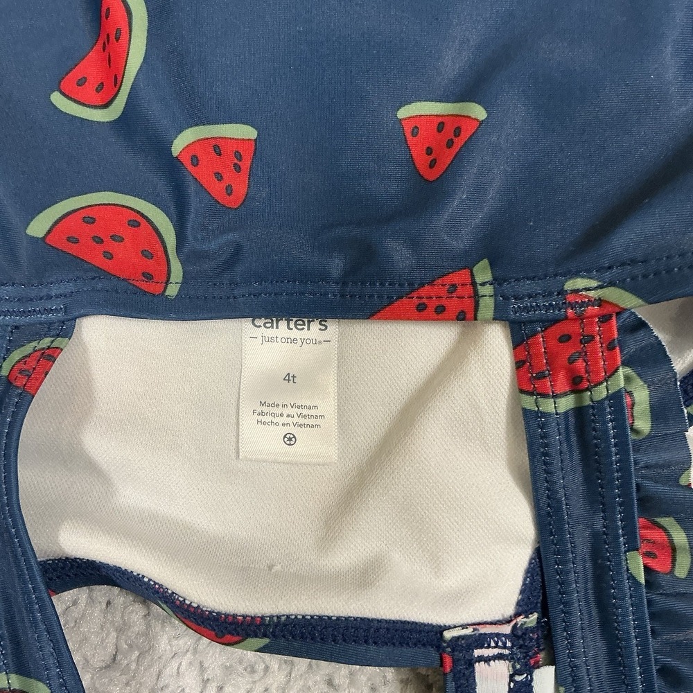 Carter's Baby Girls One Piece Swimsuit‎ Size 4T Blue Watermelon Print Pre-Owned - Picture 9 of 9